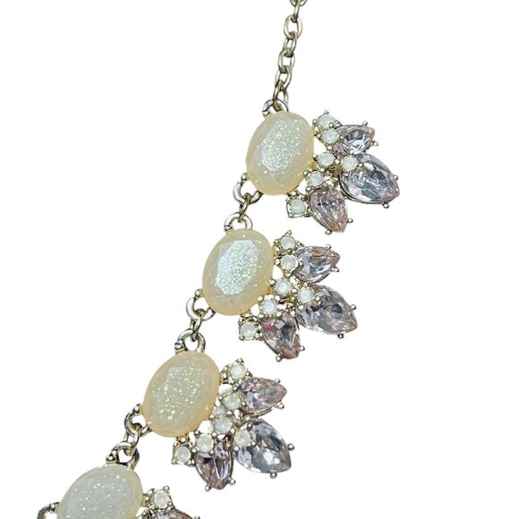 Charming Charlie Statement Necklace W/Opalescent Stones & Crystal Accents (5553) - Picture 4 of 7